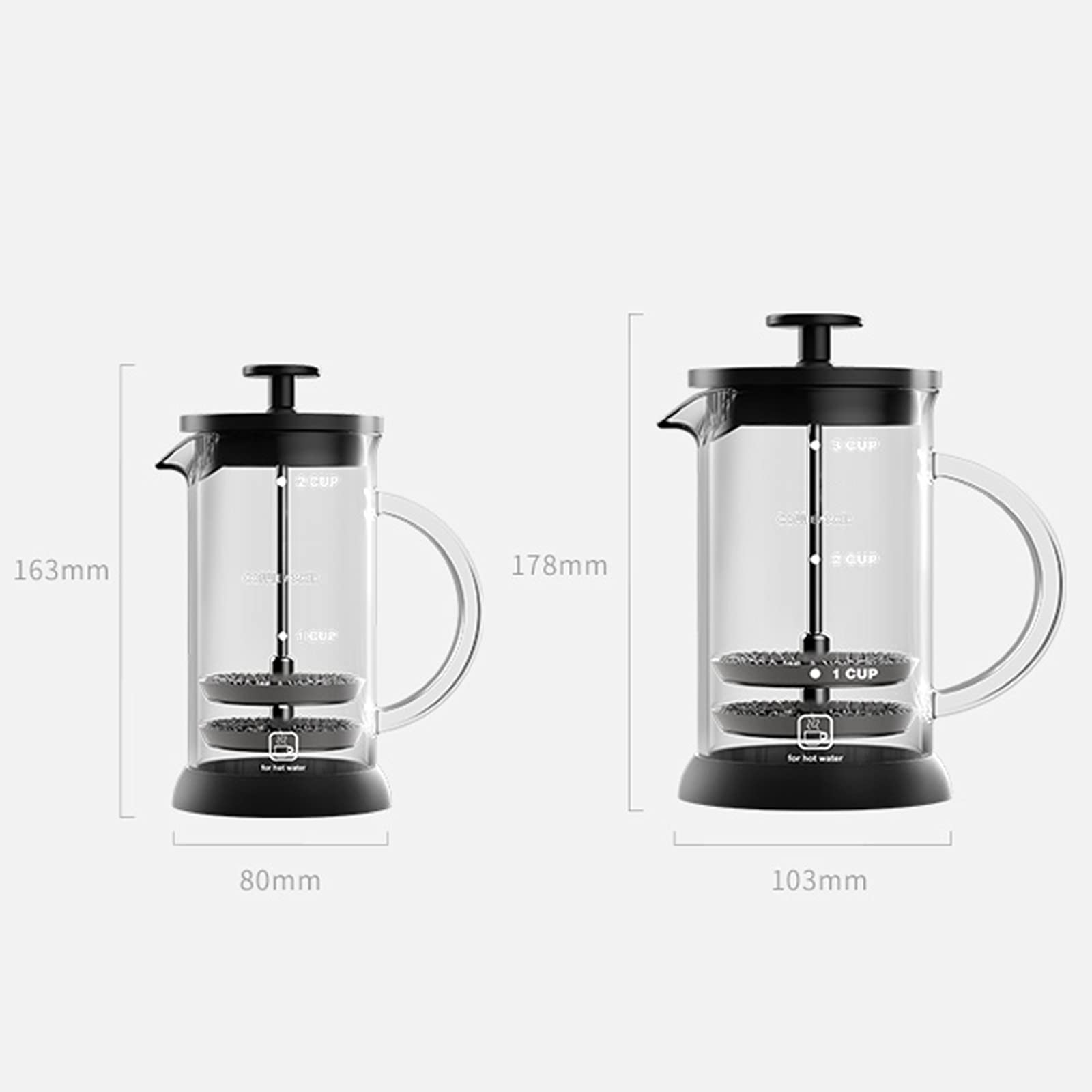 French Press ekspres do kawy z podwójnym potrójnym filtrem ze stali nierdzewnej, prasa do kawy w kawiarni, odporne na ciepło szkło borokrzemowe, do domu i biura, 350 ml