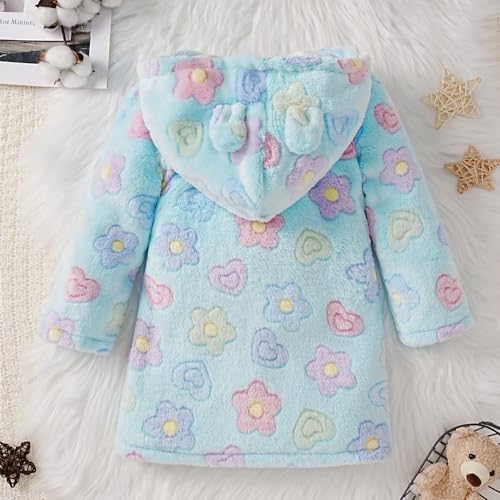 Kids Girls Flannel Hoodies Fuzzy Fleece Cute Hooded Fall Outfit Soft Warm Fluffy Button Down Kimono Winter Clothes3