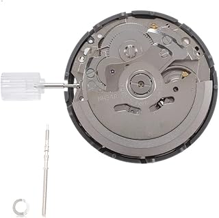 Wosieue NH34/NH34A Movement + Movement Handle + Time Wheel Spring 4-Pin High Precision Automatic Movement, silver