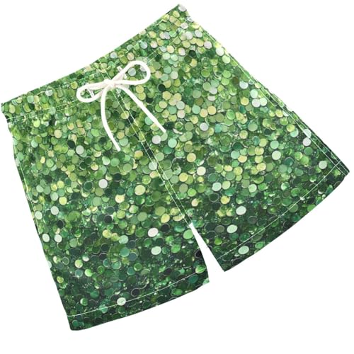 Pigsaly Boys Swim Trunks Pistachio Pale Green Gradient Flashing Glitter Boys Board Shorts Swimsuit Swimwear Bathing Suit 4T