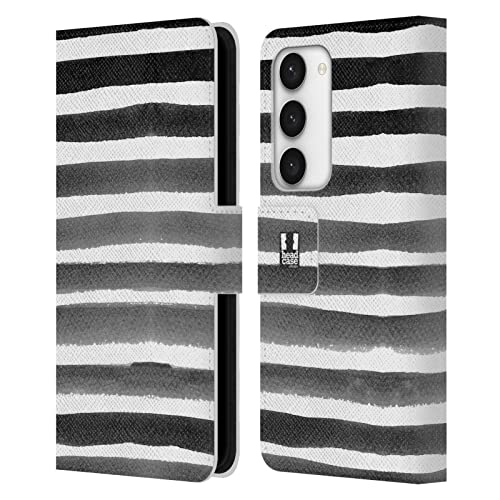 Étui portefeuille Galaxy S23 5G Head Case Designs en cuir à rayures d'aquarelle