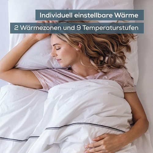 Beurer UB 101 Cosy Wärmeunterbett, Wärmebettunterlage für Einzelbett, 198 x 92 cm, Matratzenheizung mit 2 Wärmezonen, variable Abschaltautomatik, 9 Temperaturstufen, ECO-Modus, waschbar