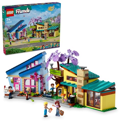 LEGO Friends Olly ve Paisley'nin Aile Evleri 42620-7 Yaş ve Üstü Kız ve Erkek Çocuklar için Mini Bebekler, Aksesuarlar ve Oyuncak Hayvanlar İçeren Rol Yapma Oyuncağı (1126 Parça)