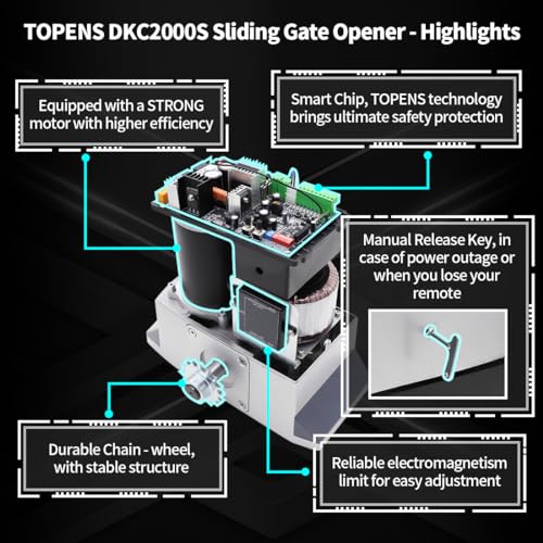 Image of TOPENS DKC2000S Solar Sliding Gate Opener Chain Drive