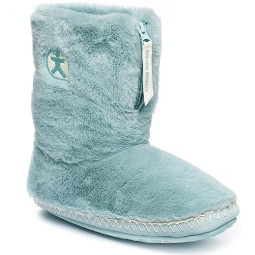 Bedroom Athletics Womens Marilyn Classic Faux Fur Slipper Boot Soft Warm Zip Fastening Memory Foam Durable Machine Washable - Seafoam - UK 7/8