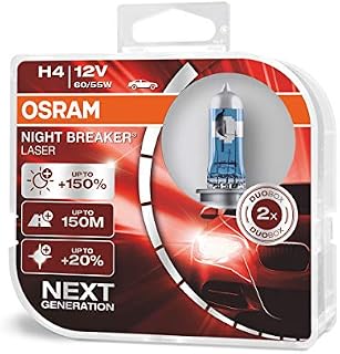 OSRAM NIGHT BREAKER LASER H4, next generation, 150% more brightness, halogen headlamp, 64193NL-HCB