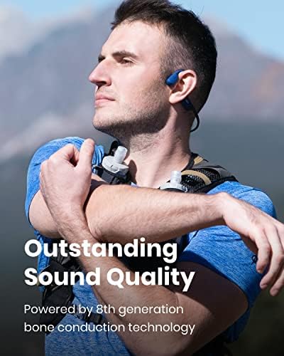 SHOKZ OpenRun Bone Conduction Sports Headphones, Bluetooth Wireless Earphones with Mic, 8H Playtime, Open-Ear Waterproof Headset for Running, Workout, Driving Standard Size (Blue Eclipse)