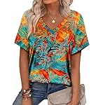 Alaroo Womens Summer Tops 2025 V Neck Short Sleeve Shirts Trendy Dressy Casual Vacation Outfits Printed