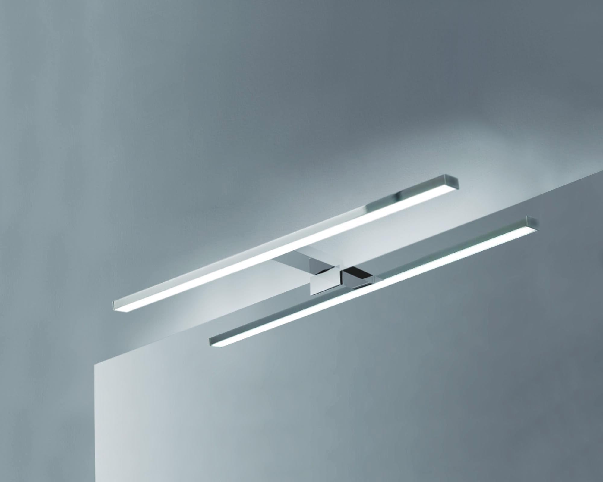 Aplique LED Clase II IP44 7W 417 lúmenes 5700K A+ para Marco de Madera - Armario de baño o Pared - Cuerpo de Aluminio/ABS Cromado Brillante - Haz de luz de 111°