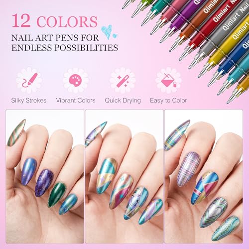 12 Colors Macaron Nail Art Pens Set, Cute Pastel Nail Polish Markers Quick-Drying, Fine Tip 3D Nail Art Markers for DIY Acrylic Nail Design, Home Salon Manicure Tools — view 2