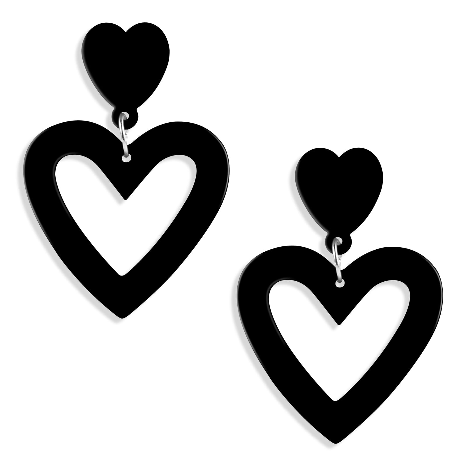 Acrylic Double Heart Valentines Earrings for Women Heart Statement ...