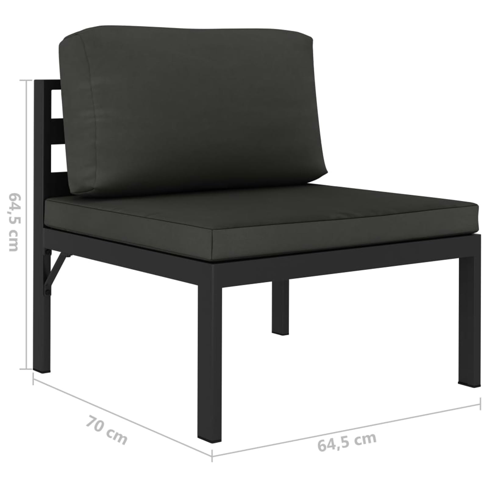Set di 4 sedie da giardino con cuscino, in alluminio, antracite, set da pranzo, set da divano, set da giardino, set da divano, set da giardino con divano e poltrona