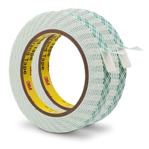 Image of 3M Double Sided Foam Tape 0.5 inch x 10Ft 2 Pack White | Double Coated Urethane Adhesion Polyurethane Tape for Bonding Attaching Mounting Interior Signage Nameplates DIY Card
