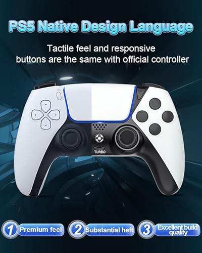 Oubang Elite Pc/Ps4 Controller For Fortnite Features Turbo And 2 Paddles,Ymir Wireless For Playstation 4/Fire Tv/Pc/Steam/Tesla/Phone,Alps Precise No Drift Joystick,Vibration,1200 Mha Battery,White Gamepad thumb #4