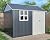 VanAcc 10x8x8 FT Shed 4-pane Window Nordic Cottage Storage Shed Outdoor Metal Garden House Double Hinged Lockable Doors for Backyard Garden Patio Lawn Dark Grey/White