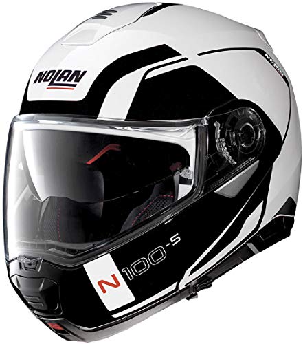 GREX Nolan N100-5 Consistency N-Com - Casco integral (talla XL), color blanco metalizado