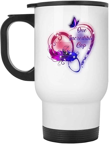 Miniatura 1 de Incredible Cop Gift, Father's Day Surprise for Nephew - Funny Cop Quote on Large 14 Oz White Stainless Steel Travel Mug