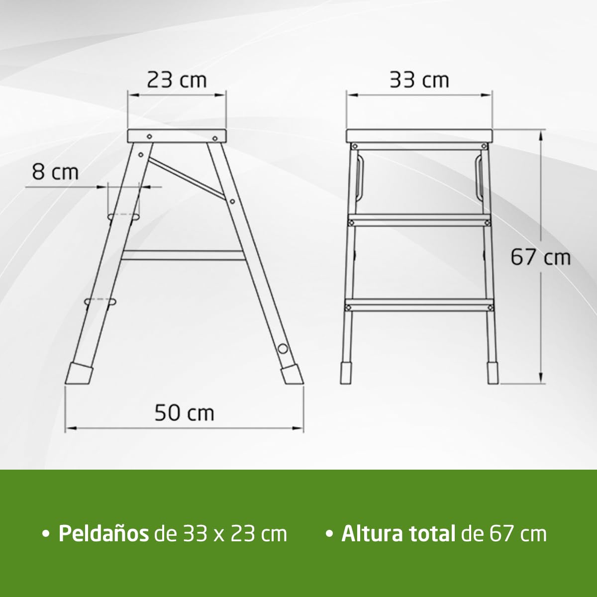 Amig - Escalera Plegable Pequeña de 3 Peldaños - Taburete con Escalones Antideslizantes - Peso Máximo 150 kg - Aluminio - Fácil de Almacenar