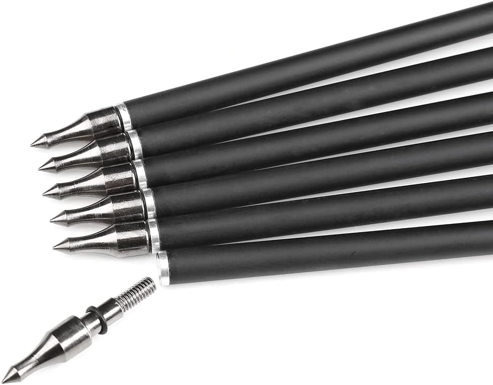AMEYXGS 6/12 Pcs 30 Inch Archery Carbon Arrows Target Practice Flu Flu Arrows Spine 500 Small Game Arrows 4 Feathers Fletching with 100 Grain Judo Arrowheads for Practice Targeting