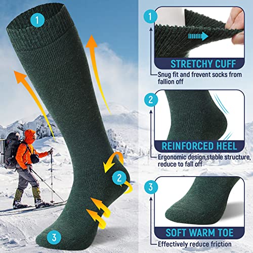 Image of DoSmart Womens Winter Warm Knee High Socks Ladies Wool Cozy Thick Hiking Skiing Comfy Thermal Boot Long Socks 2 Pairs