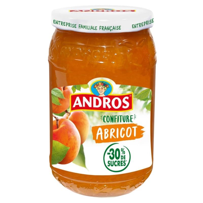 ANDROS Allégée Confiture D'Abricots - 350g : La gourmandise du petit déjeuner sans culpabilité - Découvrez notre recette allégée ! - Le Lot De 4