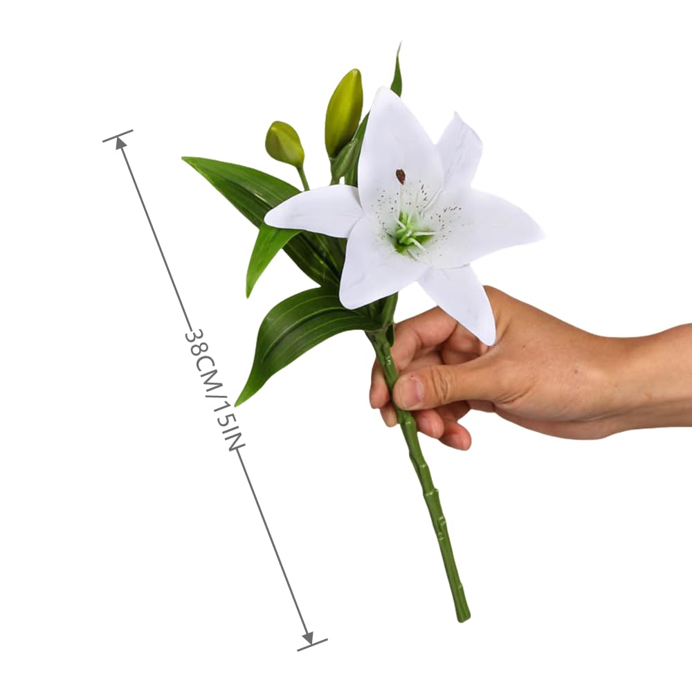 Amazon｜JUNENTER 6バンドル 造花 オニユリの花​​ ホワイトタッチ ユリ