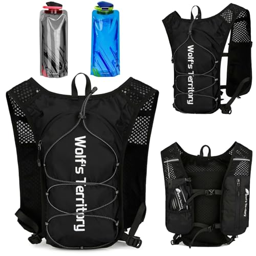 Shengruili Laufweste für Damen und Herren,Trinkrucksack 1.4L,Running Vest,Trinkweste Laufen mit 700ml Wasserflasche,Wasserdicht Trinkrucksack für Laufen, Marathon,Wandern