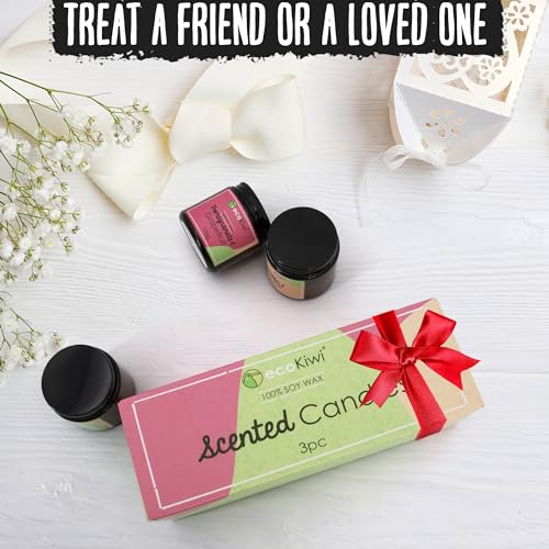 ecoKiwi Candles Gifts for Women - 3x100g - Vegan Vanilla & Sea Salt, Pomegranate & Grapefruit, Lime & Basil - Scented Candle Gift Sets for Women - Soy Wax Spa Aromatherapy Candle Set in Glass Jars - Image 7