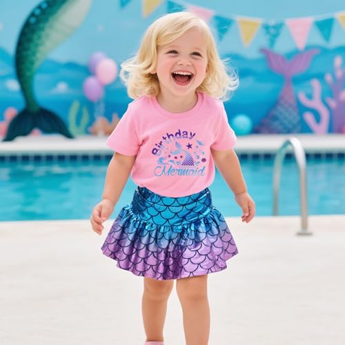 Birthday Girl Mermaid T-Shirt for Ages 2-6 | Cute Cotton Short Sleeve Tee | Perfect Birthday Party4