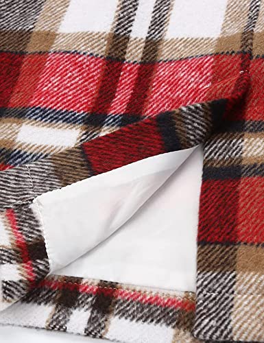 Women's Pencil Plaid Skirts Fall Winter High Waisted Knee Length Wool Mini Skirt (Wine-M) #TOP4