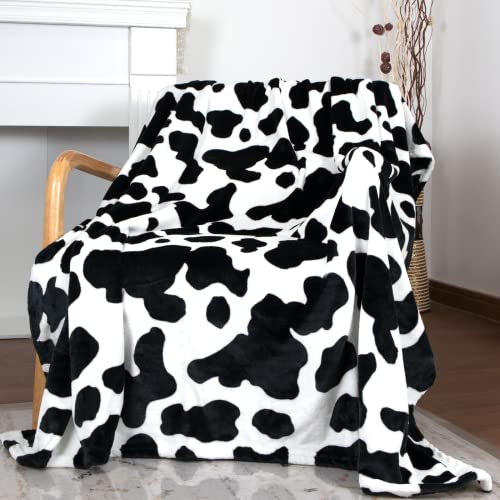 Image of Cow Print Blanket Soft Warm Plush Cow Blankets and Throws Lightweight Fleece Throw Blankets with Cow Print Couch Bedroom Living Room Camping Travel Blanket 50x60 inch Perfect Cow Gift Kids Adults