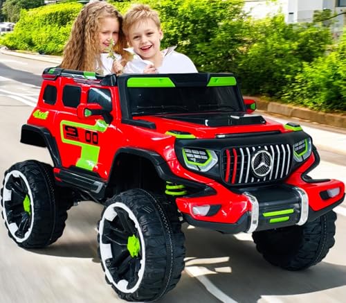 Image of Driving EV Cars for 1, 2, 3, 4, 5, 6 Years | Remote + Steering + Mobile App Control | Kids Jeeps (Big Size Jeep [2-10 Years], Bright Red)