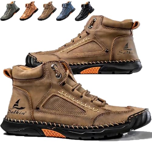 Sawbehind Mens Boots, Sawbehind Leather Boots Mens, Saw Behind Men's Comfortable Handmade Leather Boots–Waterproof, Arch Support, Spacious Toe Box