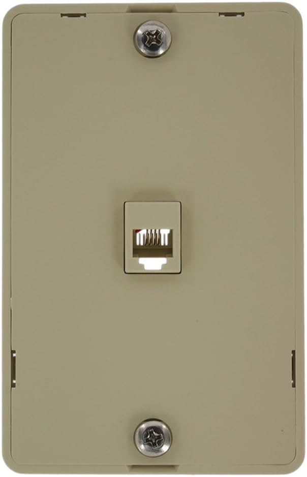 Leviton 40214I Telephone Wall Jack, 6P4C, Screw Terminal, Ivory