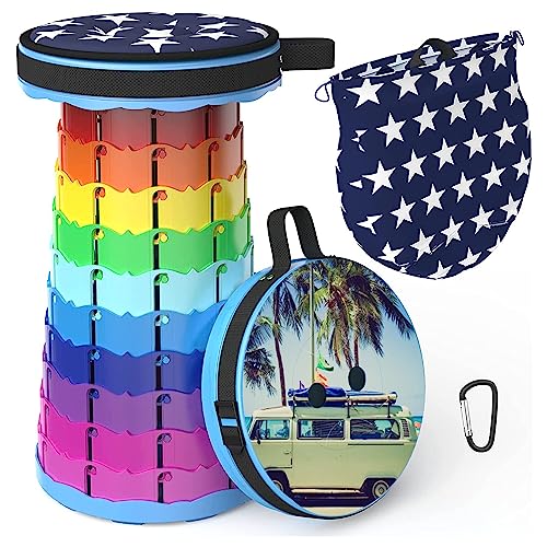 LOCYOP Tragbarer Klapphocker mit Kissen, Teleskophocker mit...