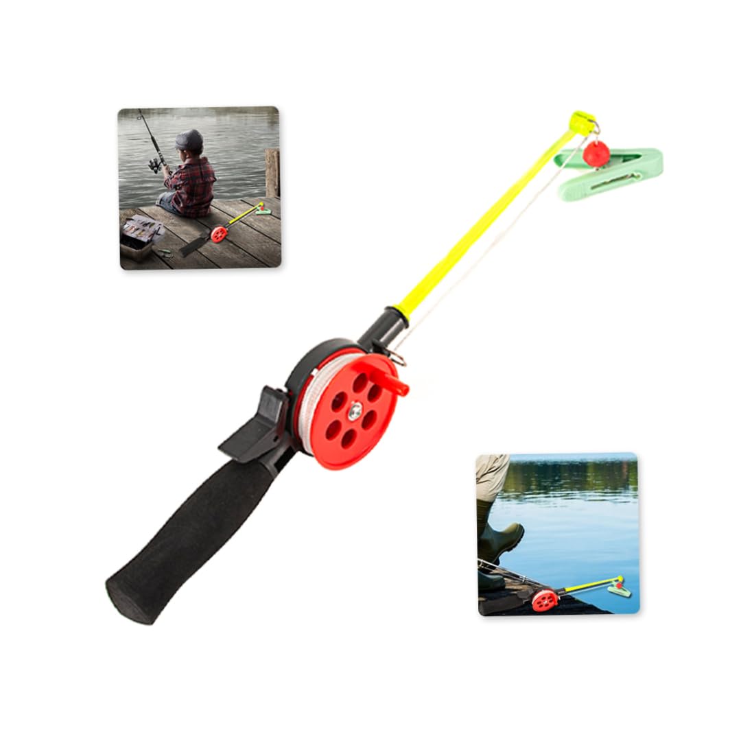Mini Glace à pêche à la pêche à la Canne à crevettes Crabe avec Clip Bobine Kids Pool crabbbing Ensemble 2pcs Accessoire Sportif pour l'été