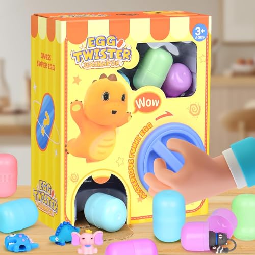 Mini Vending Machine Kids Toys Claw Machine Dragon Egg Twist Toy Surprise Eggs with Toys Inside Interactive Vending Machine Toys for Kids Birthdays Christmas Easter Egg Hunt Gifts (yellow)