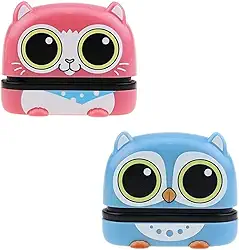 Carimbo de nome personalizado, nome personalizado para roupas de estudante de bebê capítulo dos desenhos animados selo infantil bonito para crianças, carimbo de lavagem à prova d'água não desbotado 4 estilos de animais (2 Pacote 01)