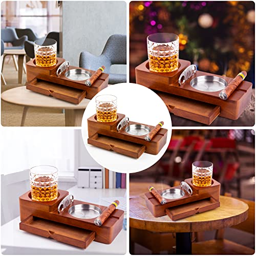 image for MDCGFOD Cigar Ashtray Coaster Whiskey Glass Tray and Cigar Holder, Woo