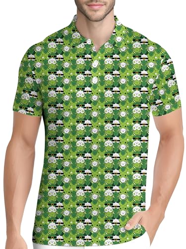 Image of PAGYMO Funny Golf Shirts for Men Crazy Printed Pattern Novelty Moisture Wicking Performance Mens Polo Shirt