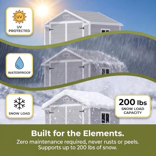Image of Patiowell 6 x 4 FT Plastic Outdoor Storage Shed with Floor, Resin Outside Sheds with Window, Garden Tool Shed with Lockable Door for Patio Storage, Backyard, Light Gray
