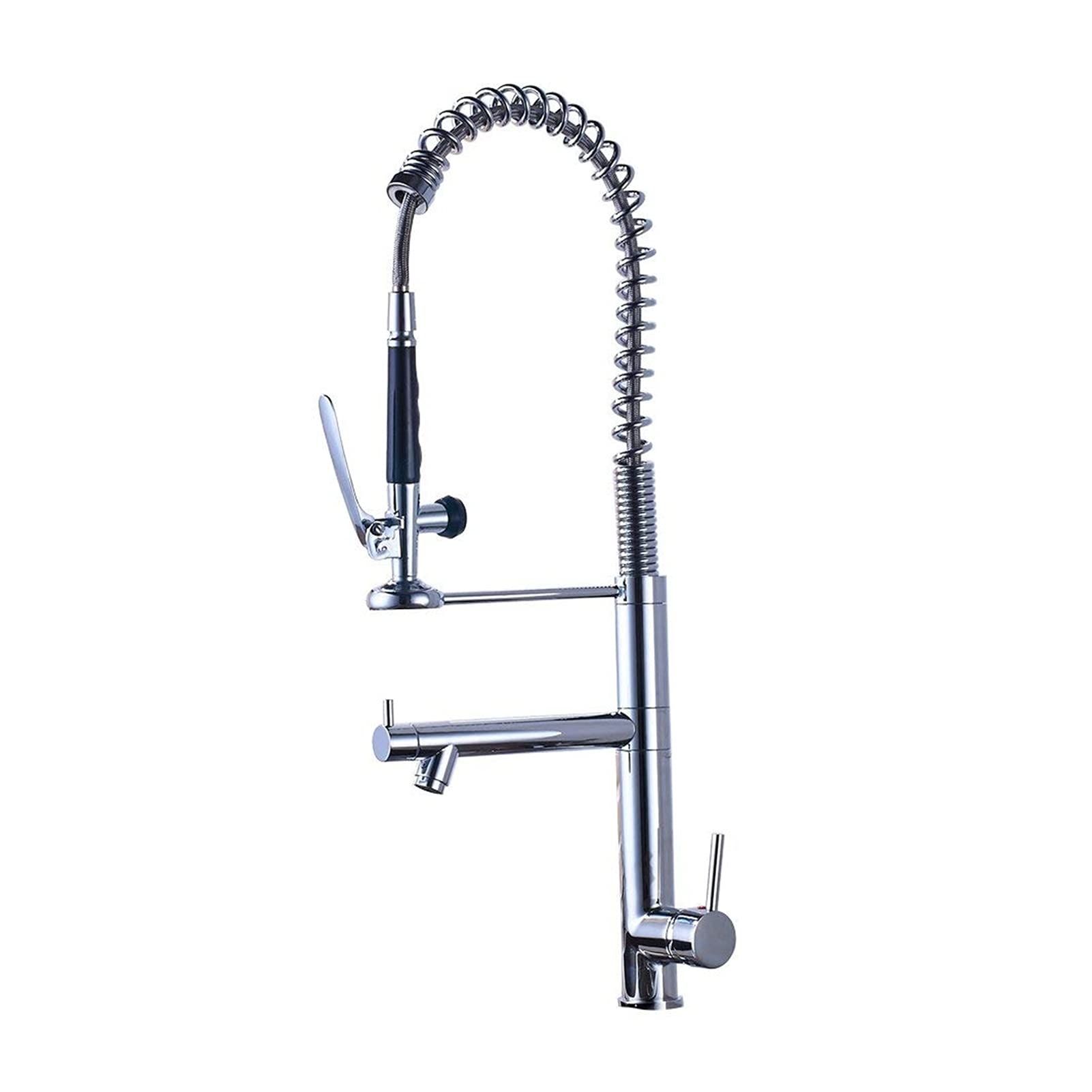 Grifo de Cocina, Grifo de Cocina extraíble, Cabezal de rociador de Manos Libres con Cerradura, Grifo de Cocina de Agua fría y Caliente, caño Giratorio/Grifo Cromado Comfortable Anniversary