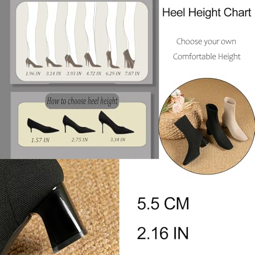 Women’s Elastic Knit Block Heel Ankle Boots Square Toe Slip On Breathable Casual Chunky Heel Sock Booties Comfort Fall Winter Dress Womens Boots4