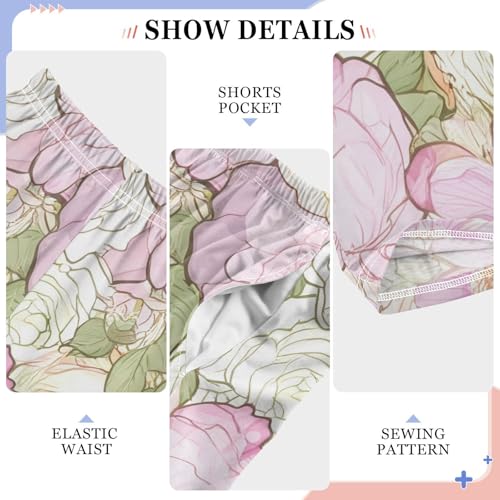 J JOYSAY Rose Blossom Foliage White Pajamas Pants Soft Long Pajama Bottoms Lounge Sleep Pants Size S-XL4