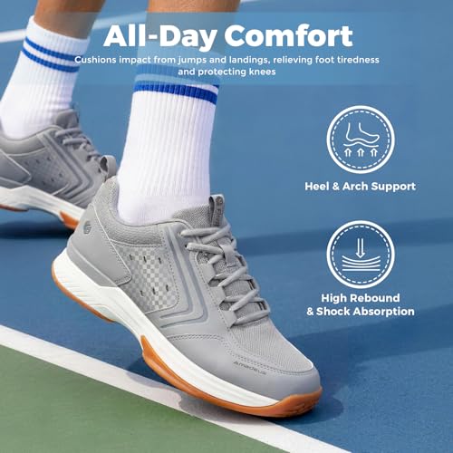 Image of FitVille Men's Wide Pickleball Shoes Non-Slip Court Tennis Sneakers for Men | TPU Torsion Stability, Archcore Energy Return Insole, Wide Toe Box, EVA Cushion, Breathable Mesh, Ankle Support for All Court