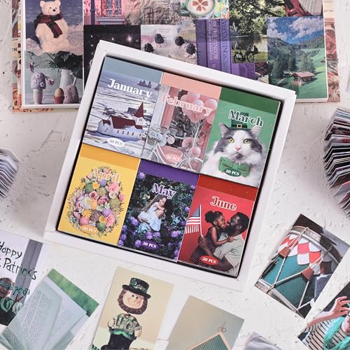 Image of 12 Sets 600 Sheets Washi Stickers for Journaling, Nature Season Festival Travel Flower Stickers Vintage Aesthetic Scrapbook Sticker Set for Bullet Journal Art Diary Card Craft Gifts Planner Notebook