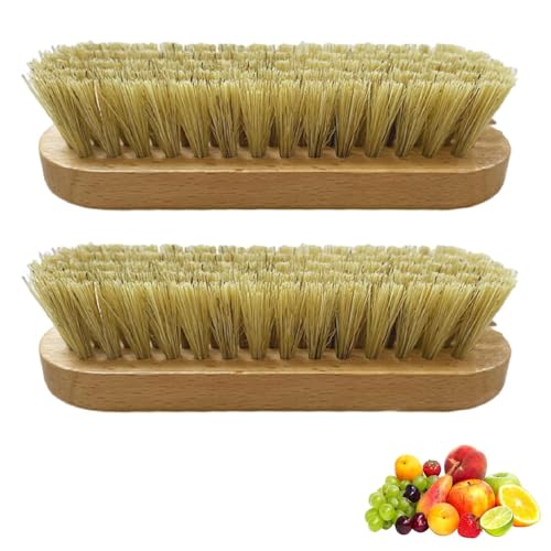 PRVCFZ 2 PCS Vegetable Brush Potato Scrubber Synthetic Bristle Beech Wood Handle Comfortable Grip Thorough Cleaning Easy to Store Multi-Purpose