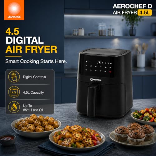 Image of Ledvance Air Fryer | 4.5LCapacity & 1400W | 10 in 1 Functions | Digital Display & Touch Control Panel | Rapid Air Circulation | 85% Less Oil Usage | Temp Control | Scratch Resistant | 2 Year Warranty