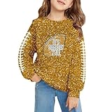 generisch Langarm-Pullover-Sweatshirt mit Glitzer-Grafik für Mädchen, Bequeme, lässige Oberteile für Teenager-Mädchen, Jugendmode (Gold, 2-3 Years)