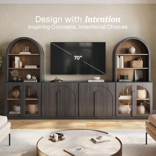 Image of BELLEZE Bijou 126 inch Wall Unit 6-Piece Modular TV Stand - Ebony